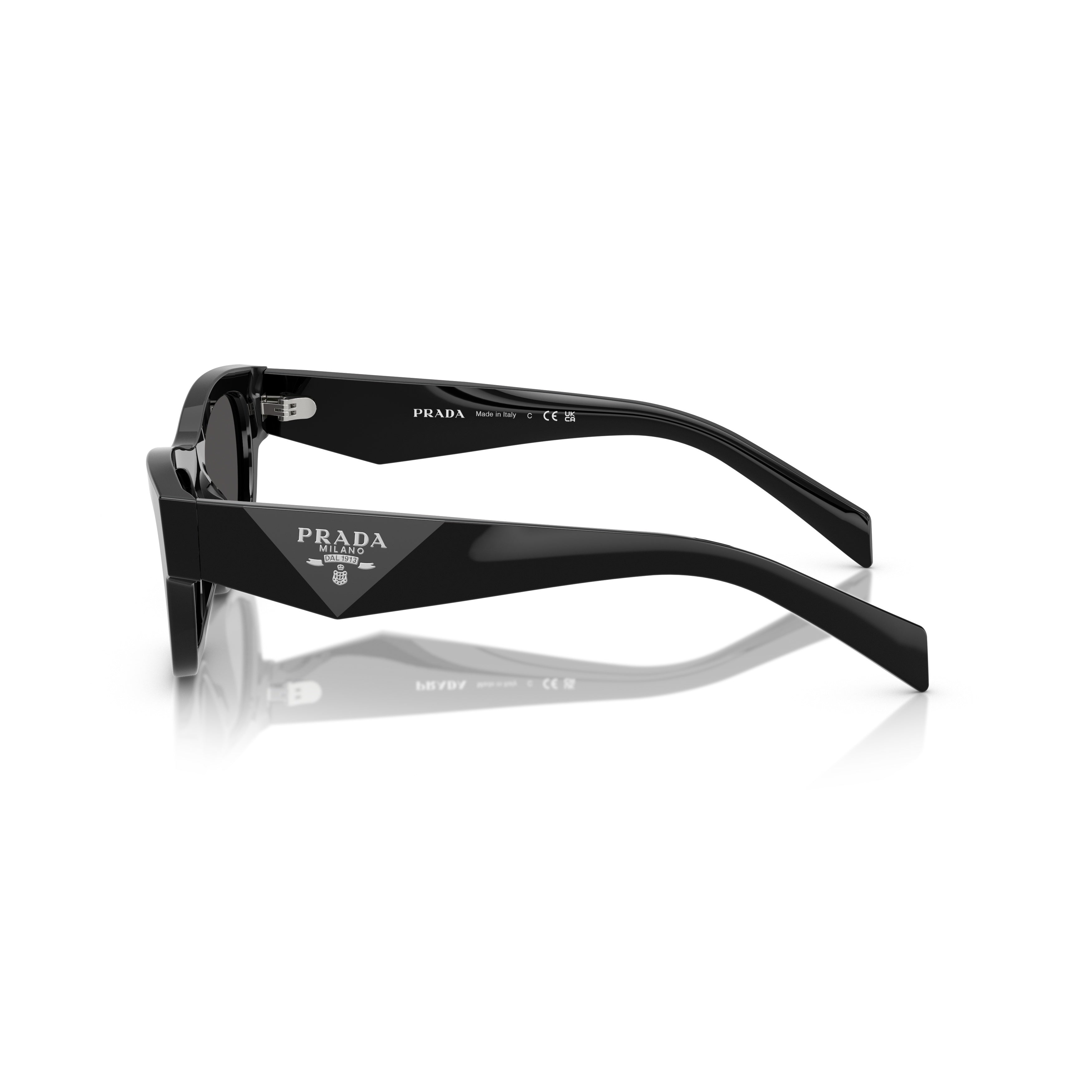 0pr B09s Bold Rectangular Frame Black Acetate Sunglasses