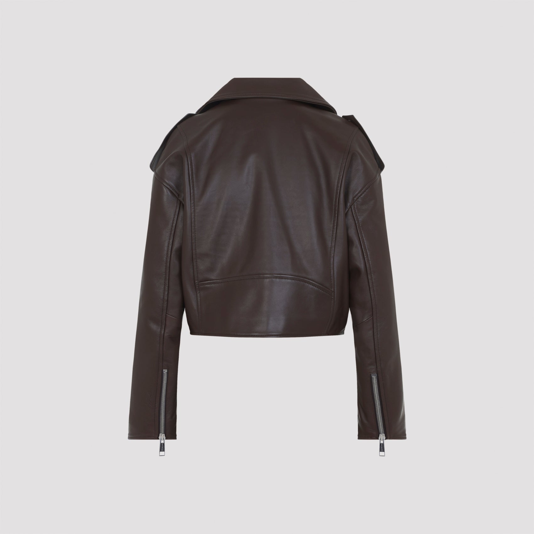 Cropped Dark Brown Lambskin Jacket