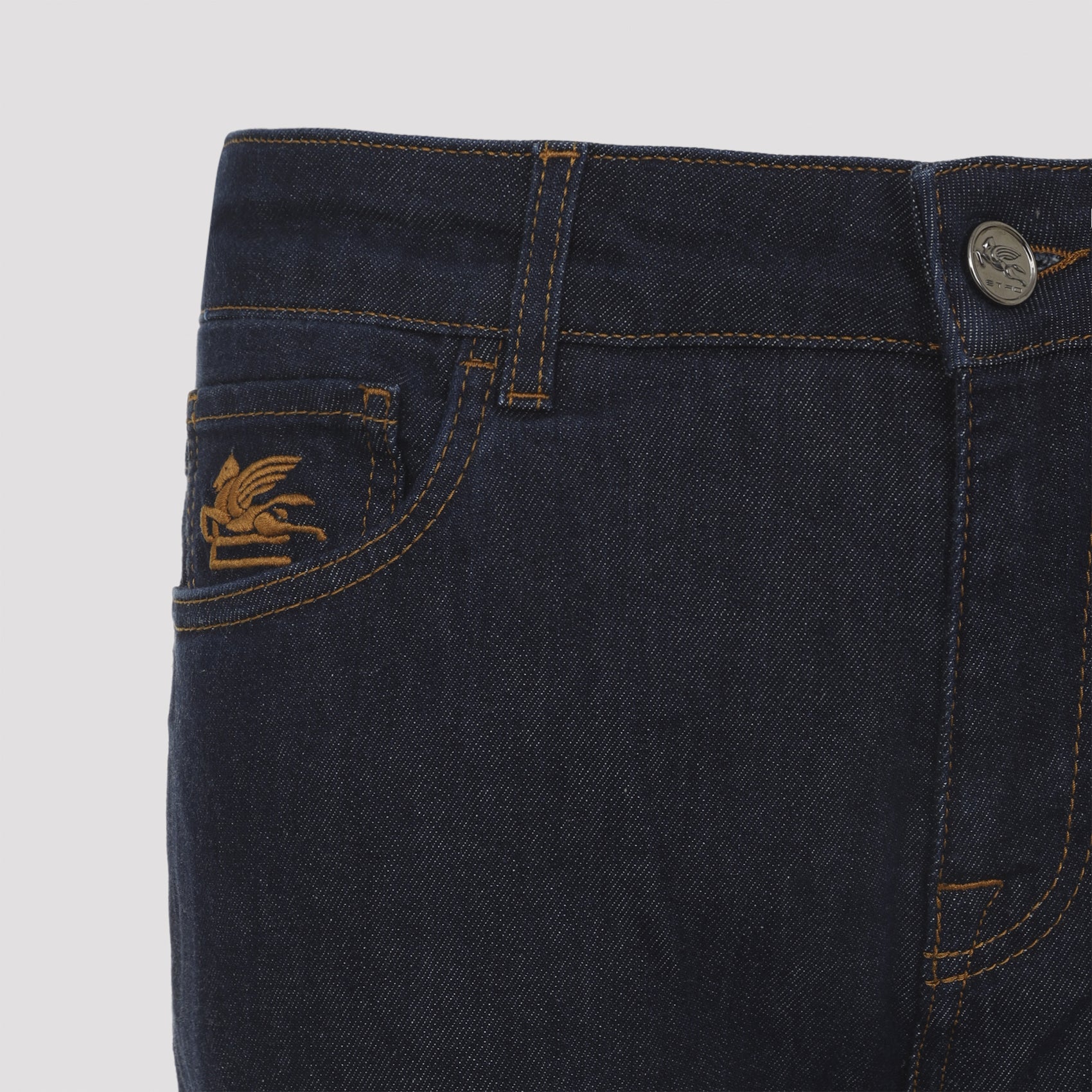 Dark Indigo Straight-Leg Jeans With Contrast Stitching