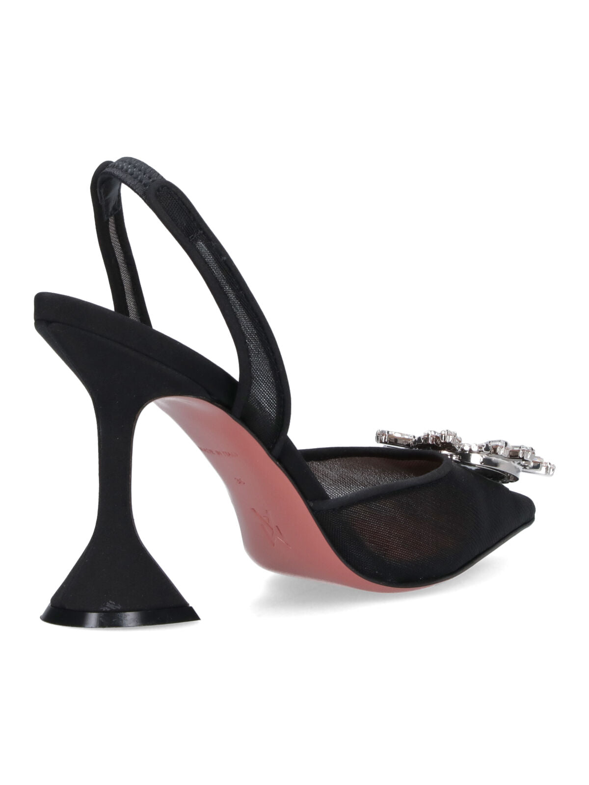 "Begum" Pumps, In Black Mesh, Pointed Toe