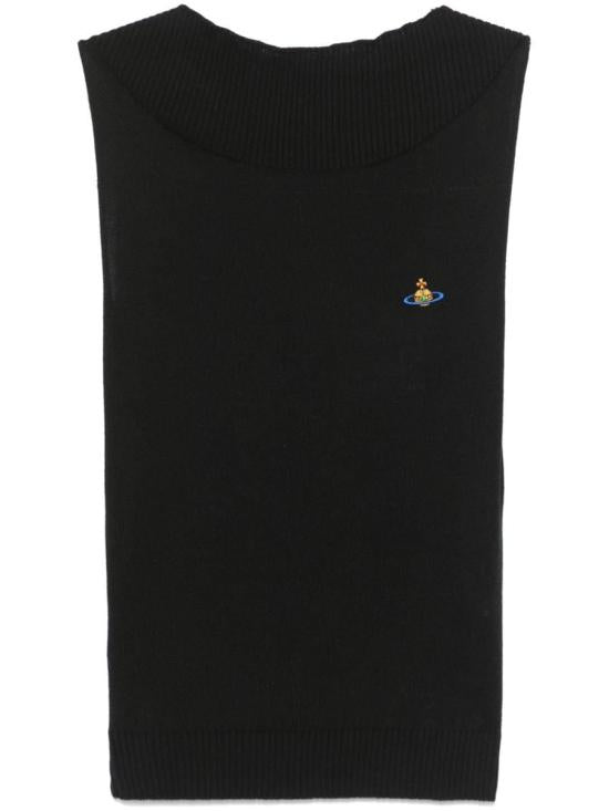 Ribbed Neckline Sleeveless Top with Embroidered Detail