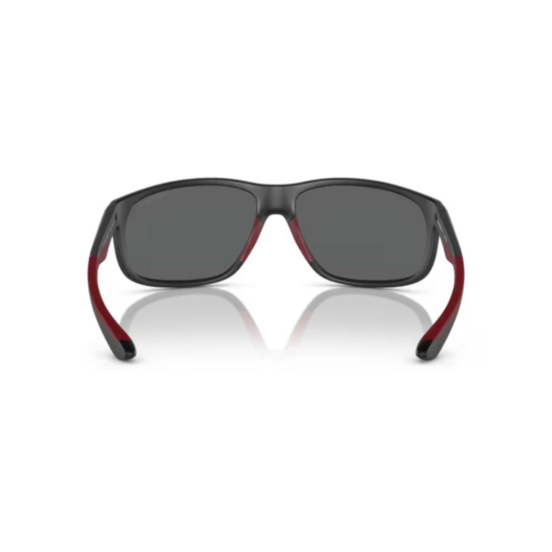 0ea4199u Rectangular Matte Black Sunglasses with Deep Red Accents