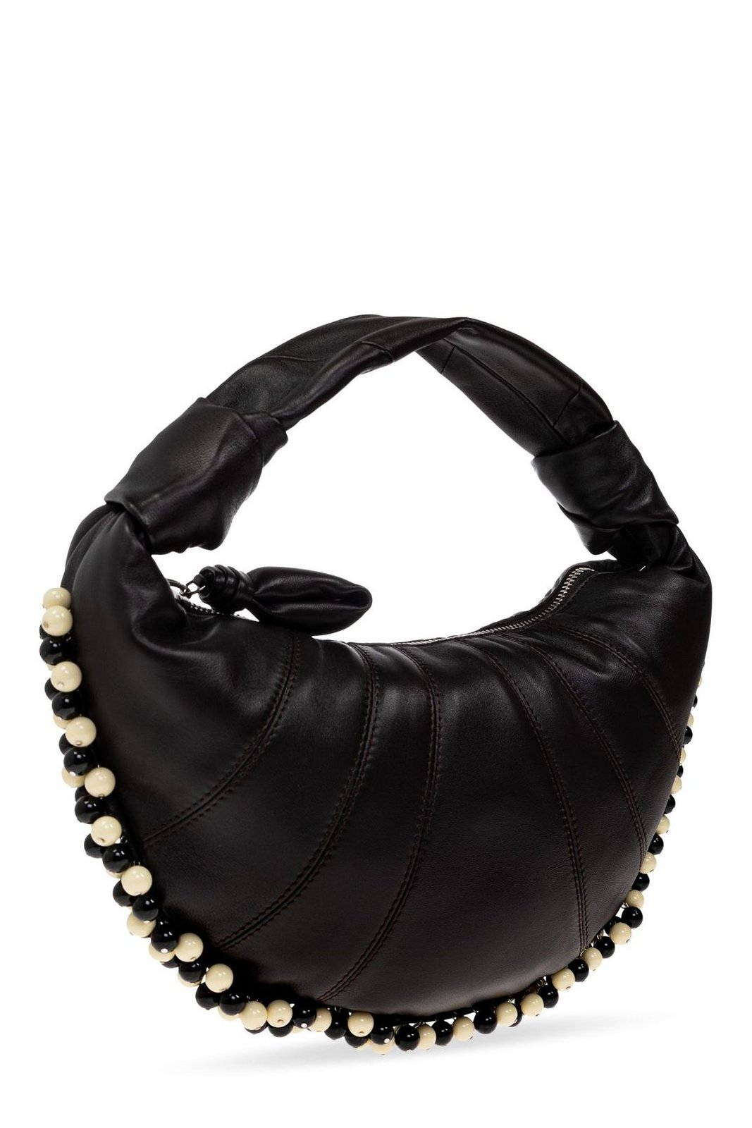 Crescent-Shaped Lambskin Tote Bag