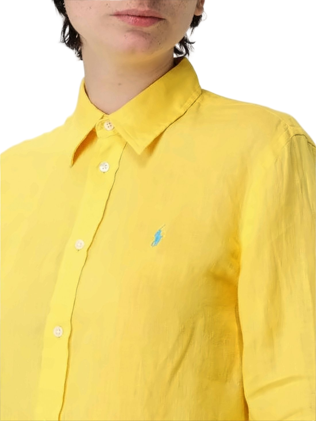 Long-Sleeved Linen Button-Up Shirt with Classic Collar