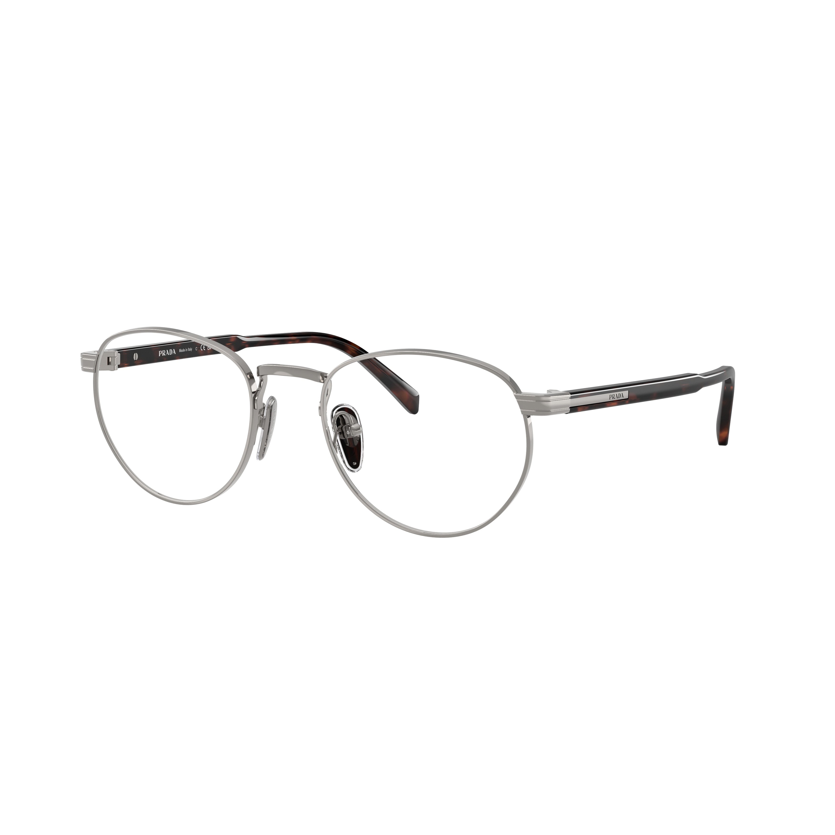 0pr B52v Rounded Lens Silver Frame Eyeglasses