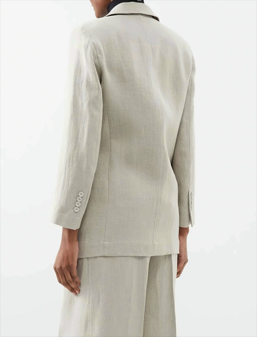 Tailored Linen Single-Breasted Jacket