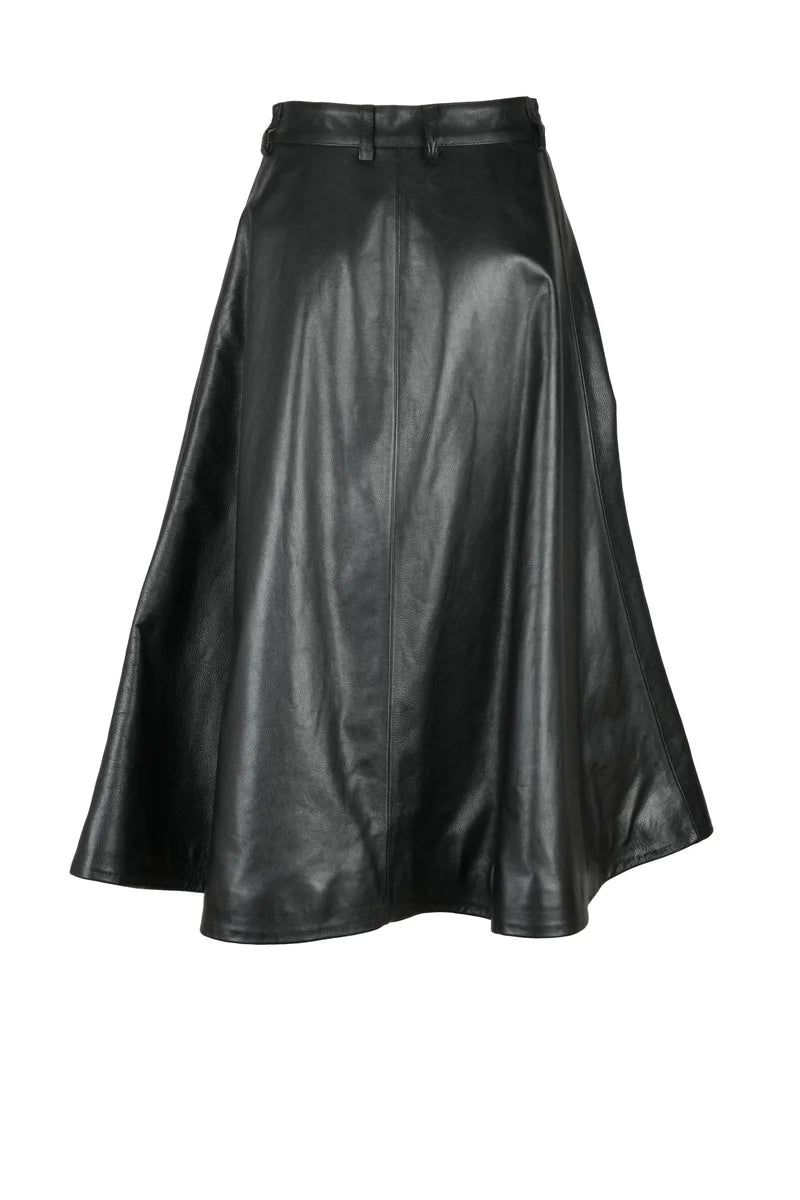 Long Leather Skirt - Black