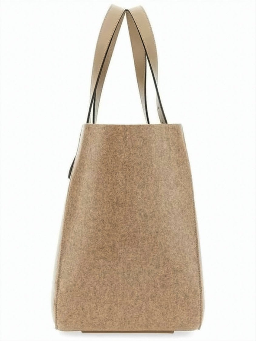 Structured Shoulder Bag With Embossed Anchor And Leather Straps