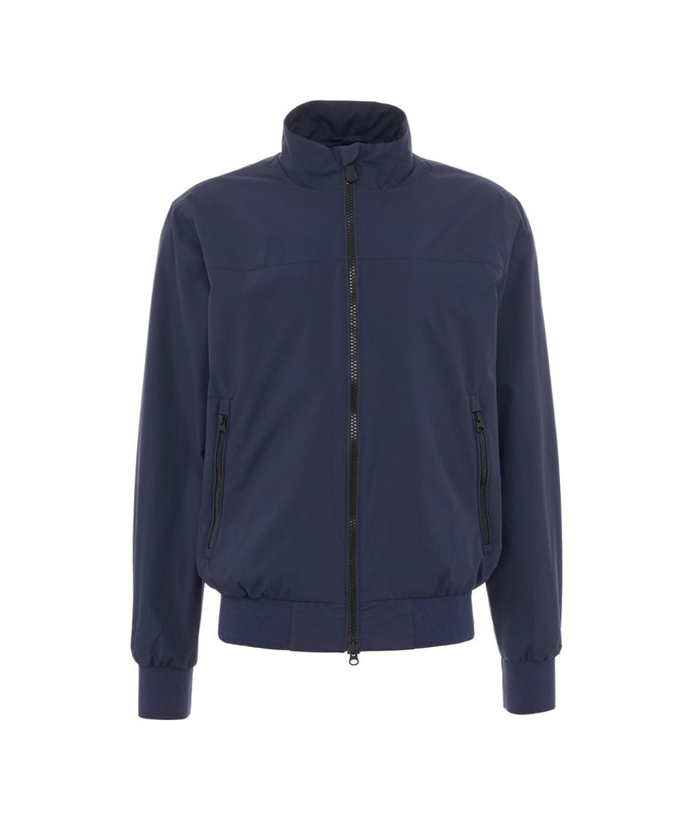 High Collar Water-Resistant Jacket With Logo Applique