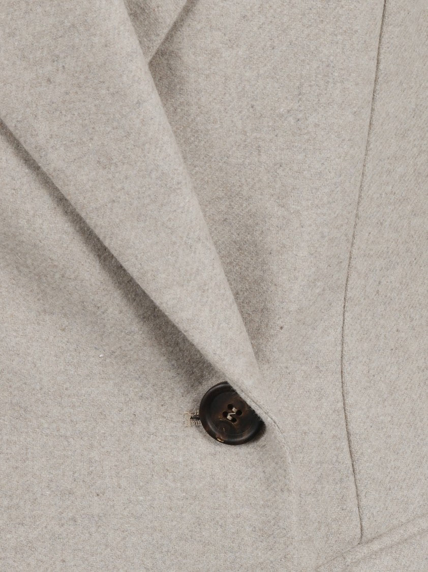 Tailored Beige Coat With Double-Breasted Front