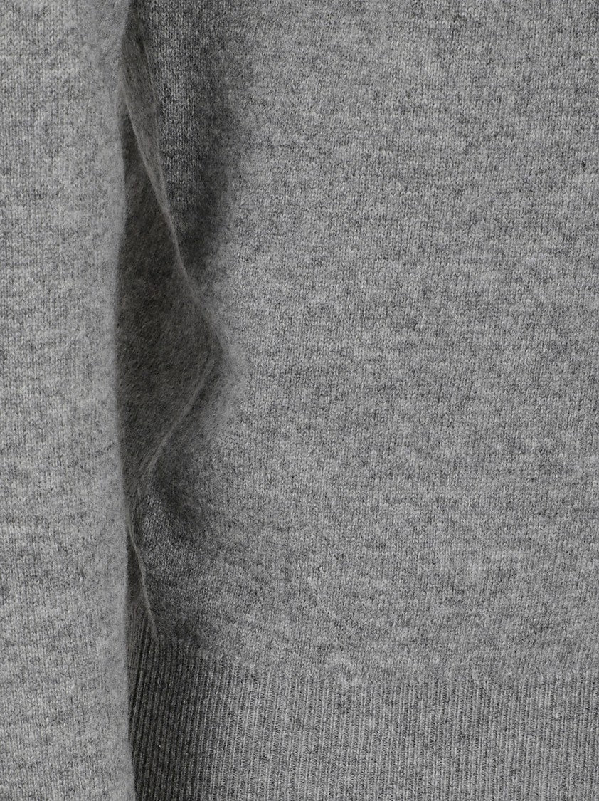 Crew Neck Cashmere Sweater With Ribbed Detailing