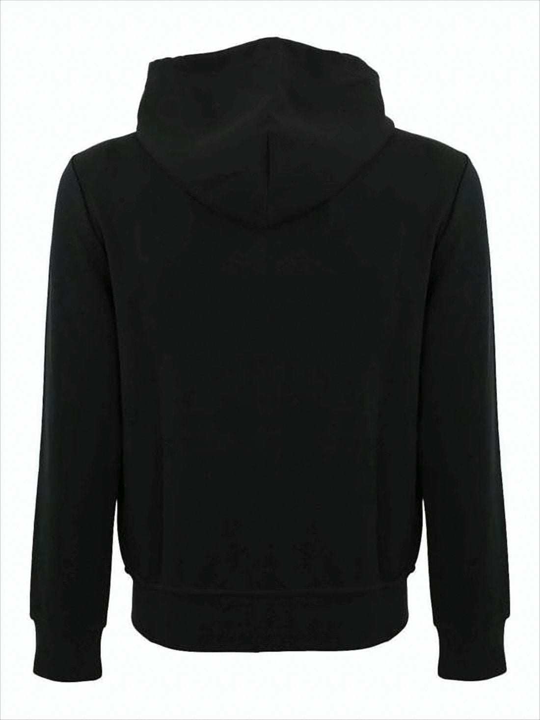 Black Zip-Up Hoodie With Drawstring Hood