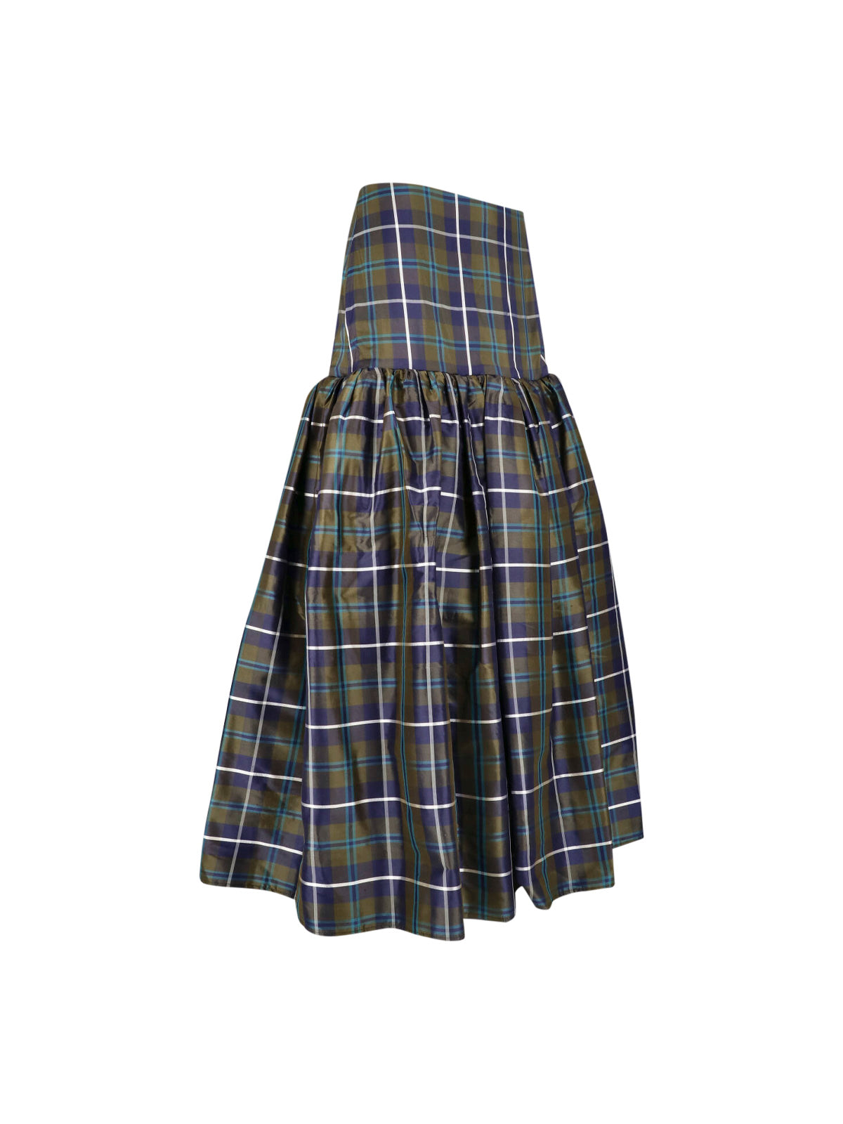 High-Waisted Plaid Skirt with Voluminous Silhouette