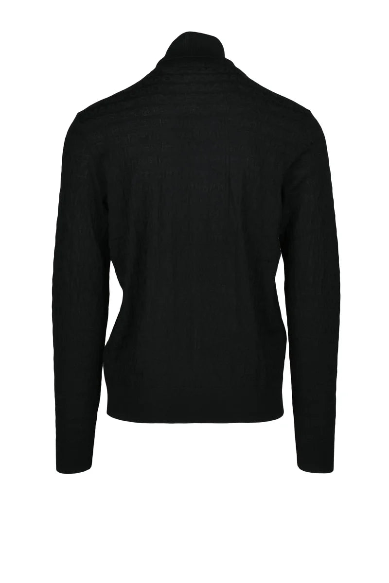 Virgin Wool Turtleneck with Logo - Black