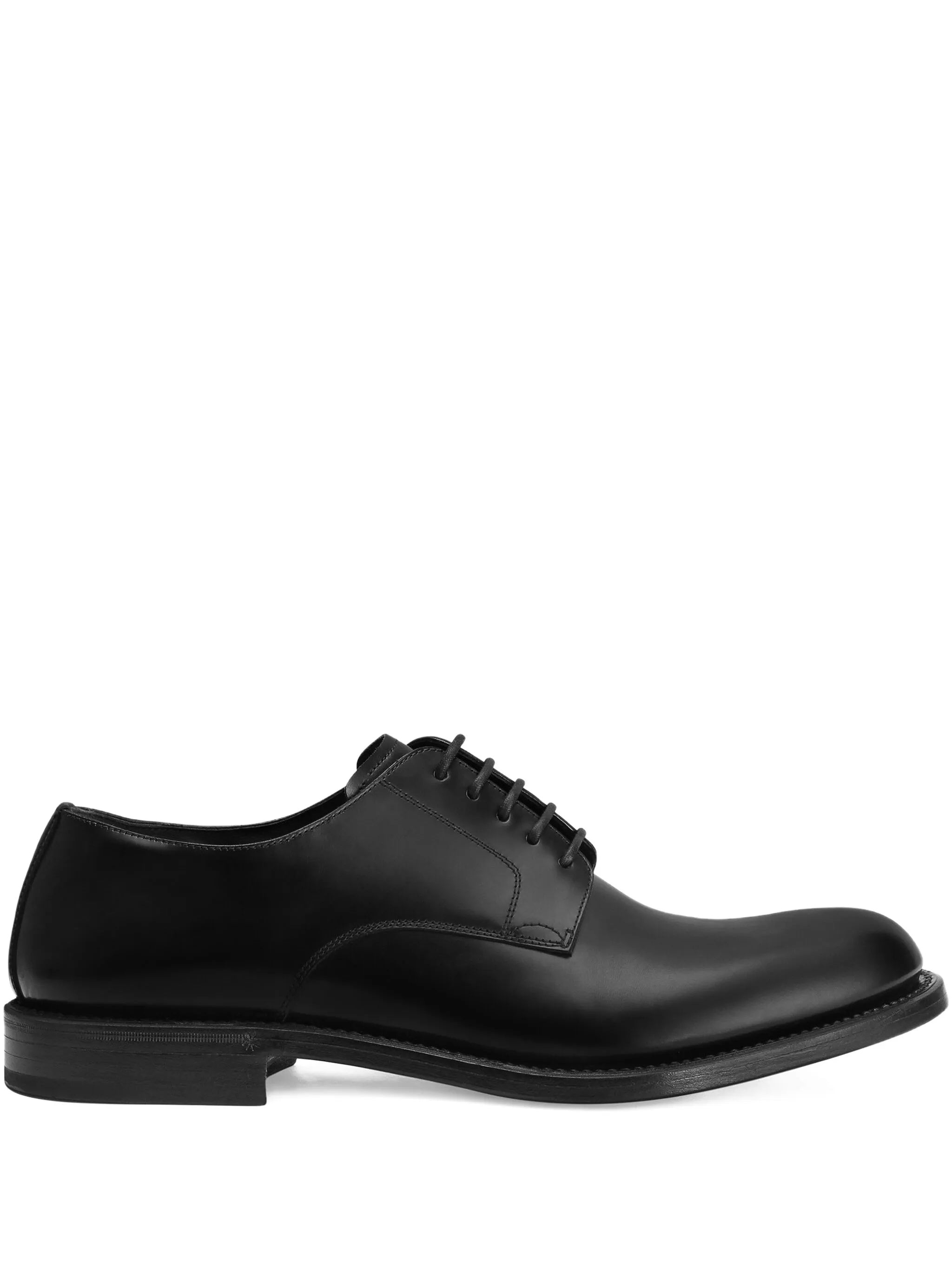 Sleek Black Polished Leather Derby Shoes