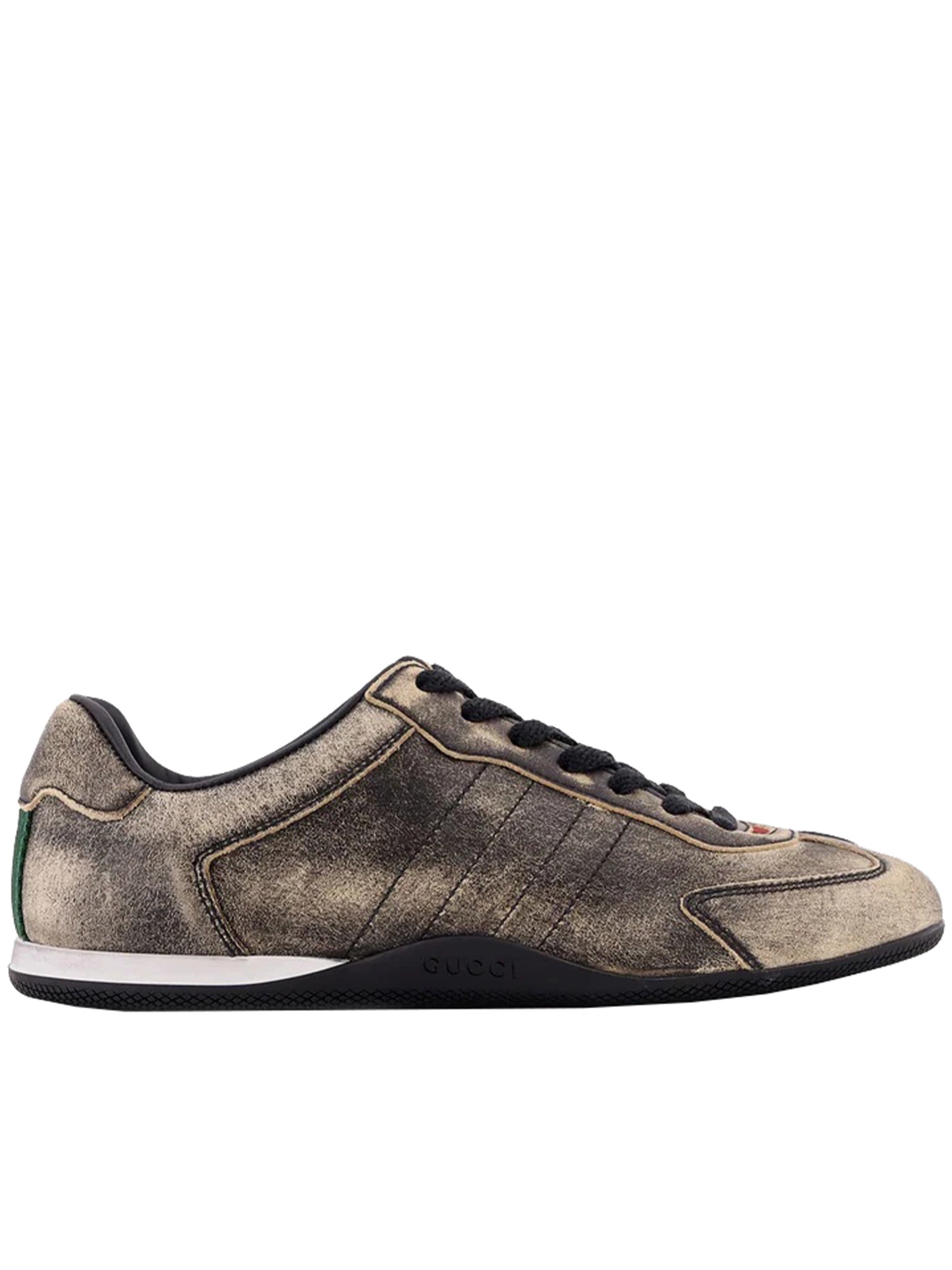 Metallic Shift Distressed Low-Profile Sneakers