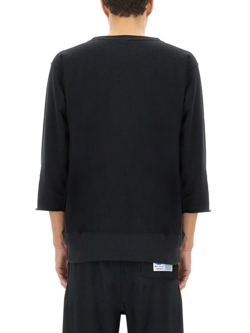 Oversized Black T-Shirt With Logo Patches