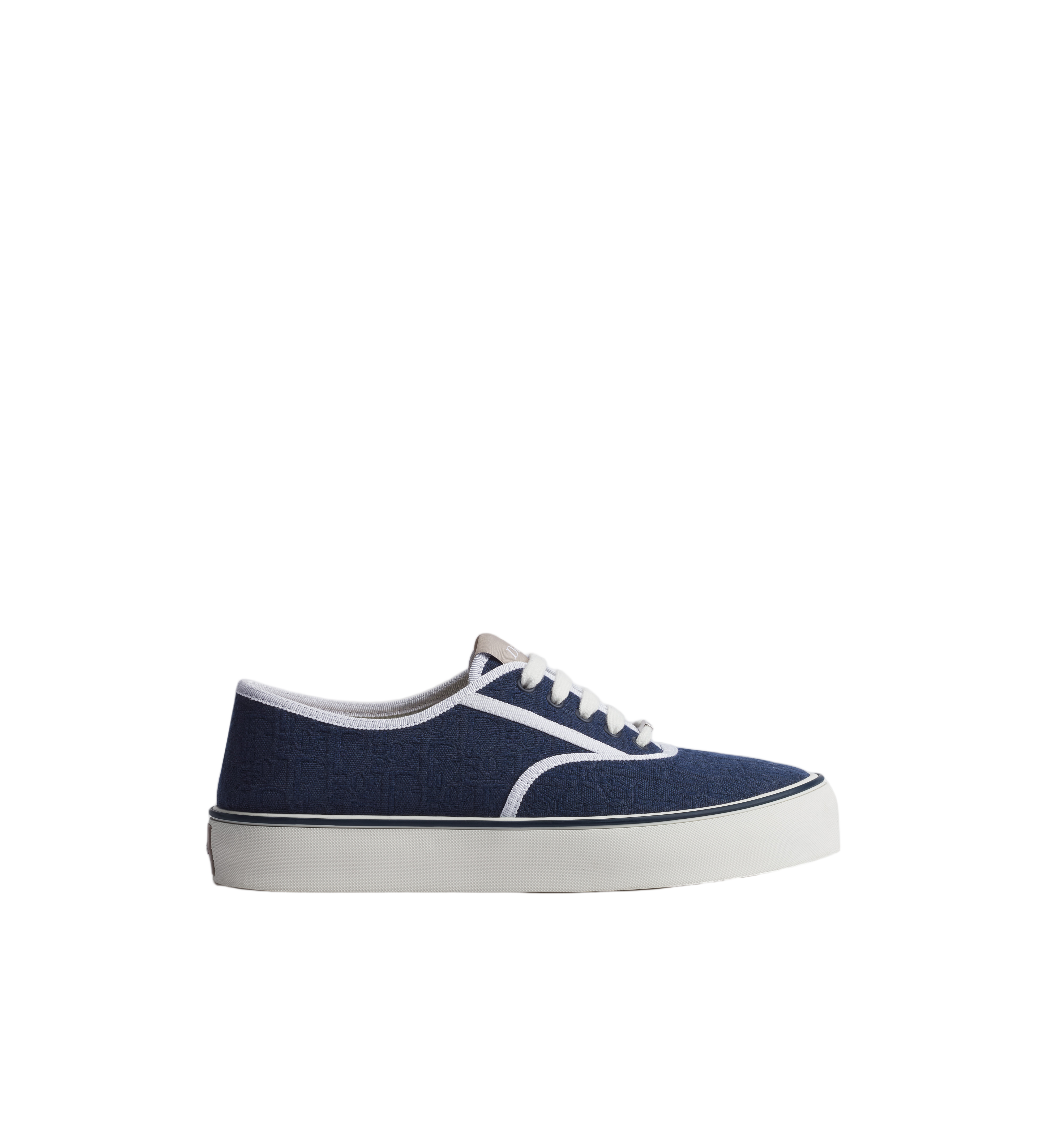 Low-Top Navy Sneaker With Textured Upper And White Accents