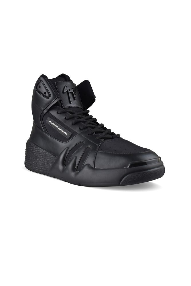 Black Leather High-Top Sneakers