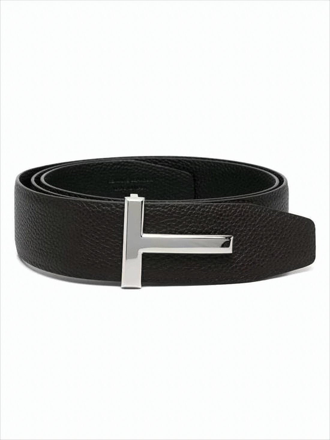Textured Calfskin Leather Belt