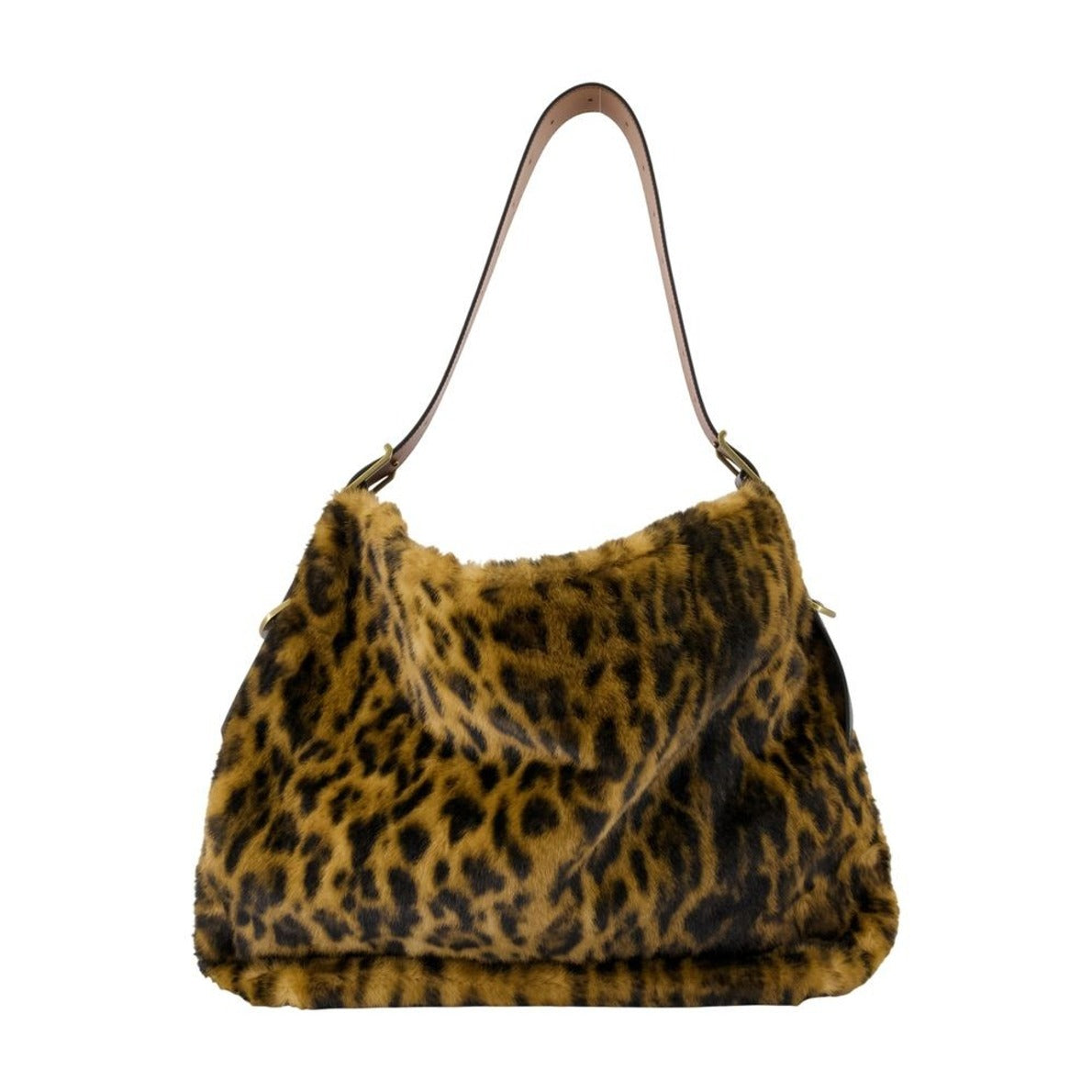 Jane Hobo Shoulder Bag - Fake Fur - Brown