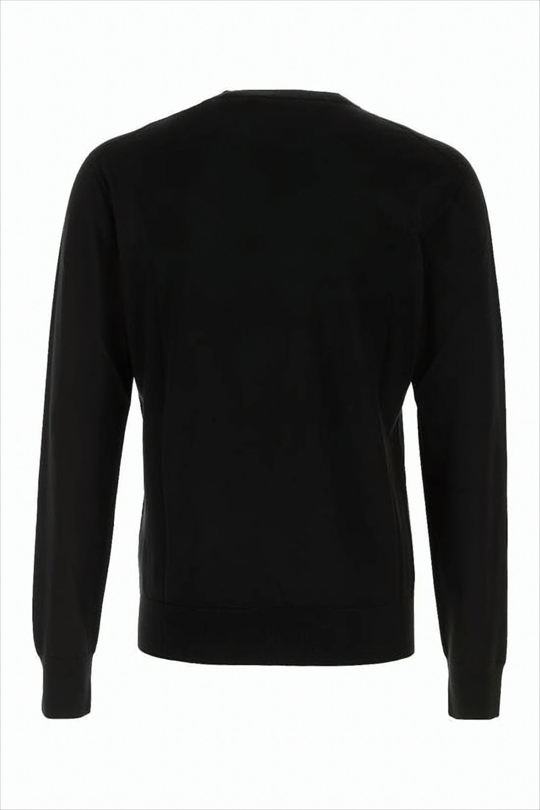 Minimalist Black Wool Crewneck Sweater