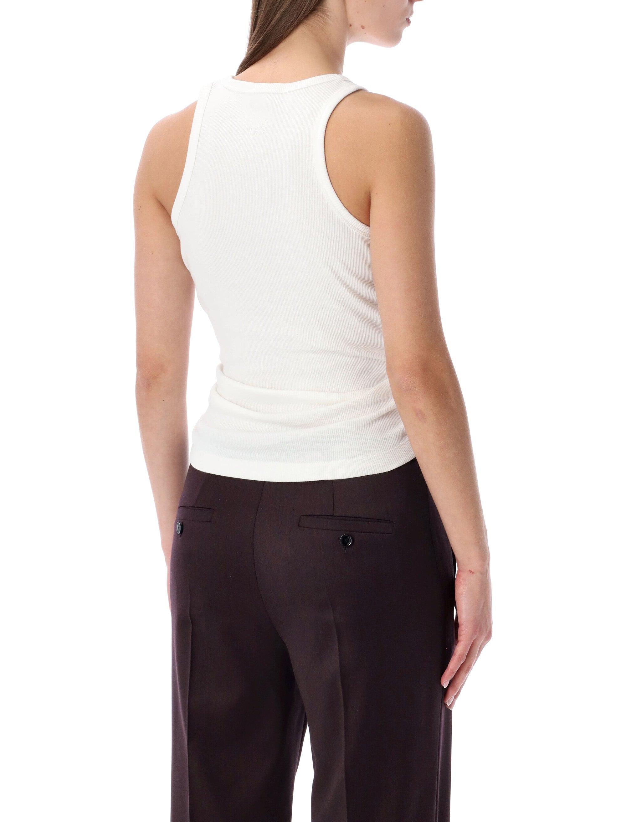 Knotted Ribbed Cream Tank