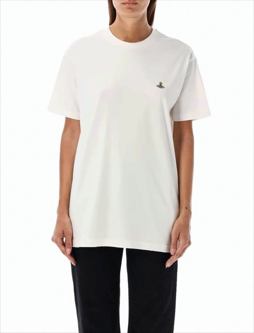 Short-Sleeved White T-Shirt with Embroidered Detail