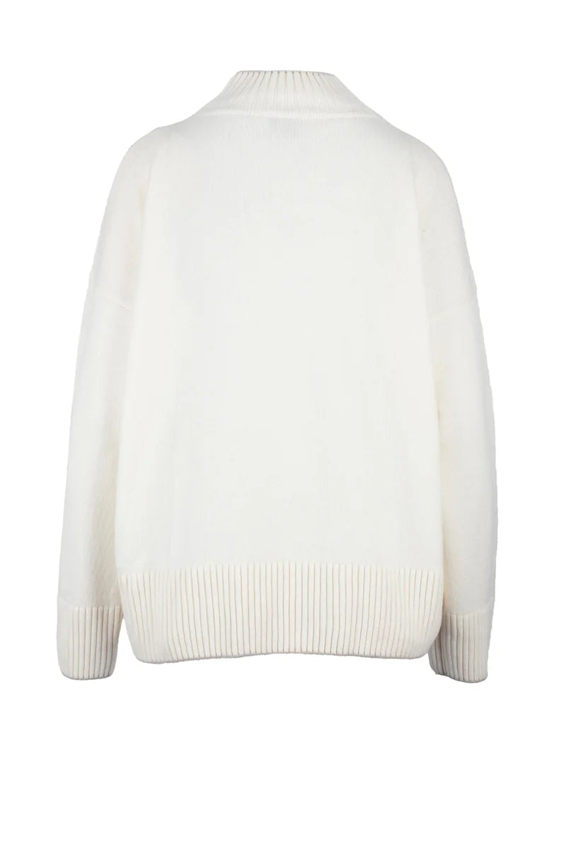 Women's Cashmere Mock Neck Pullover - White