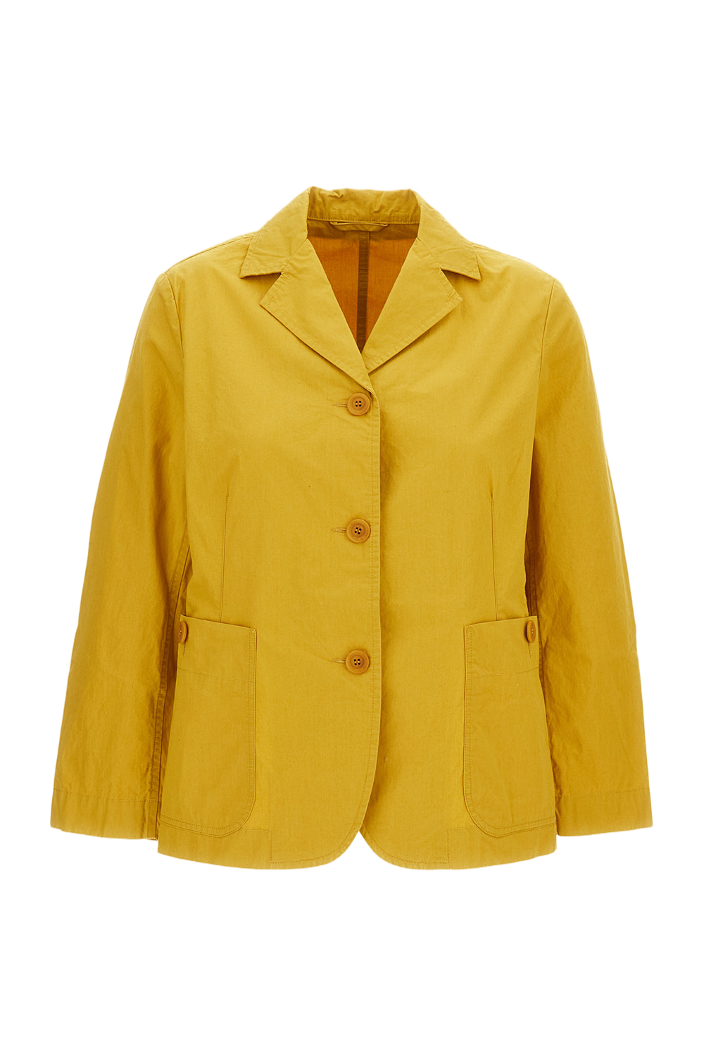 Yellow Single-Breasted Cotton Jacket