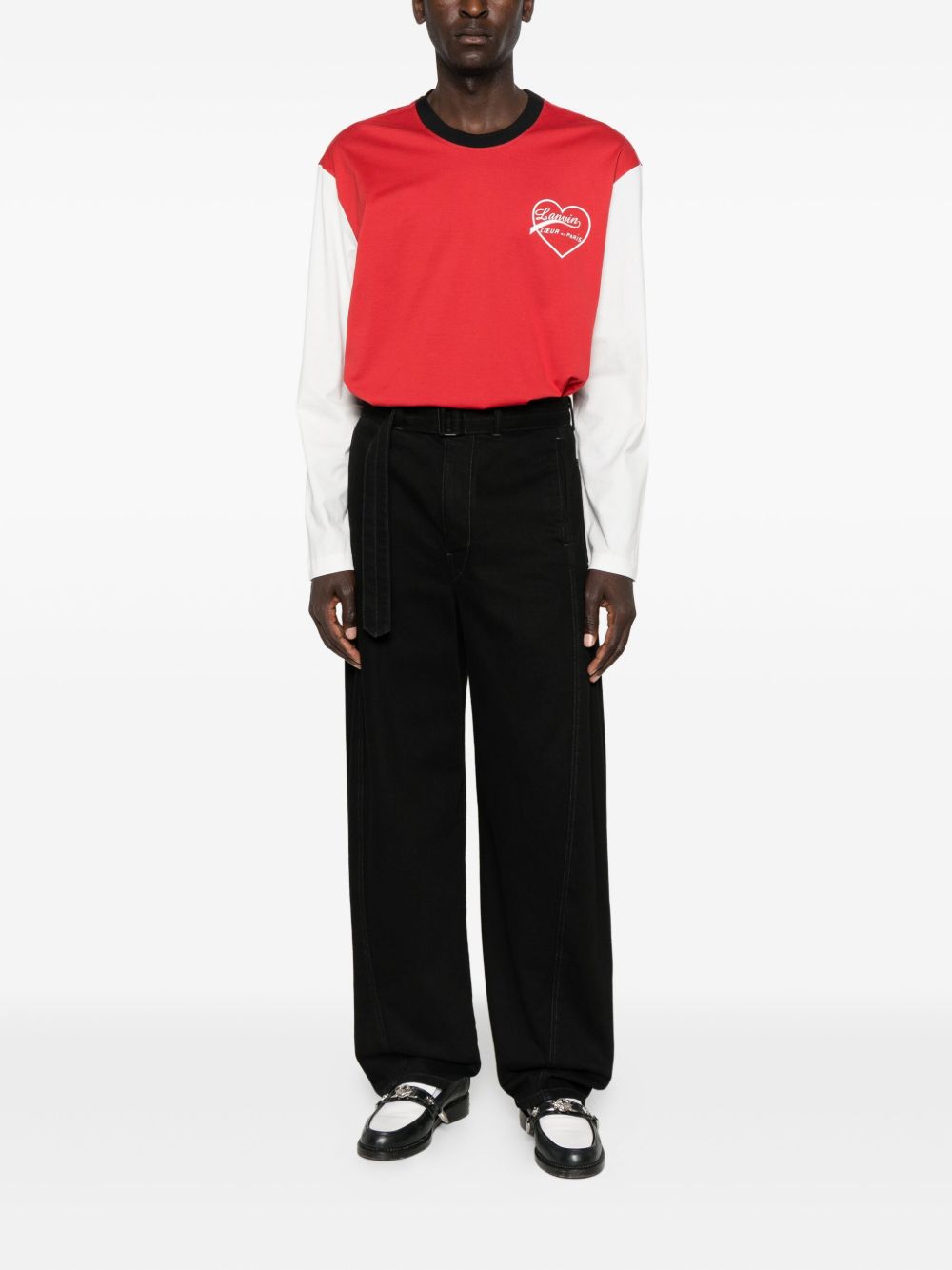 Long-Sleeved Cotton T-Shirt with Heart-Shaped Logo