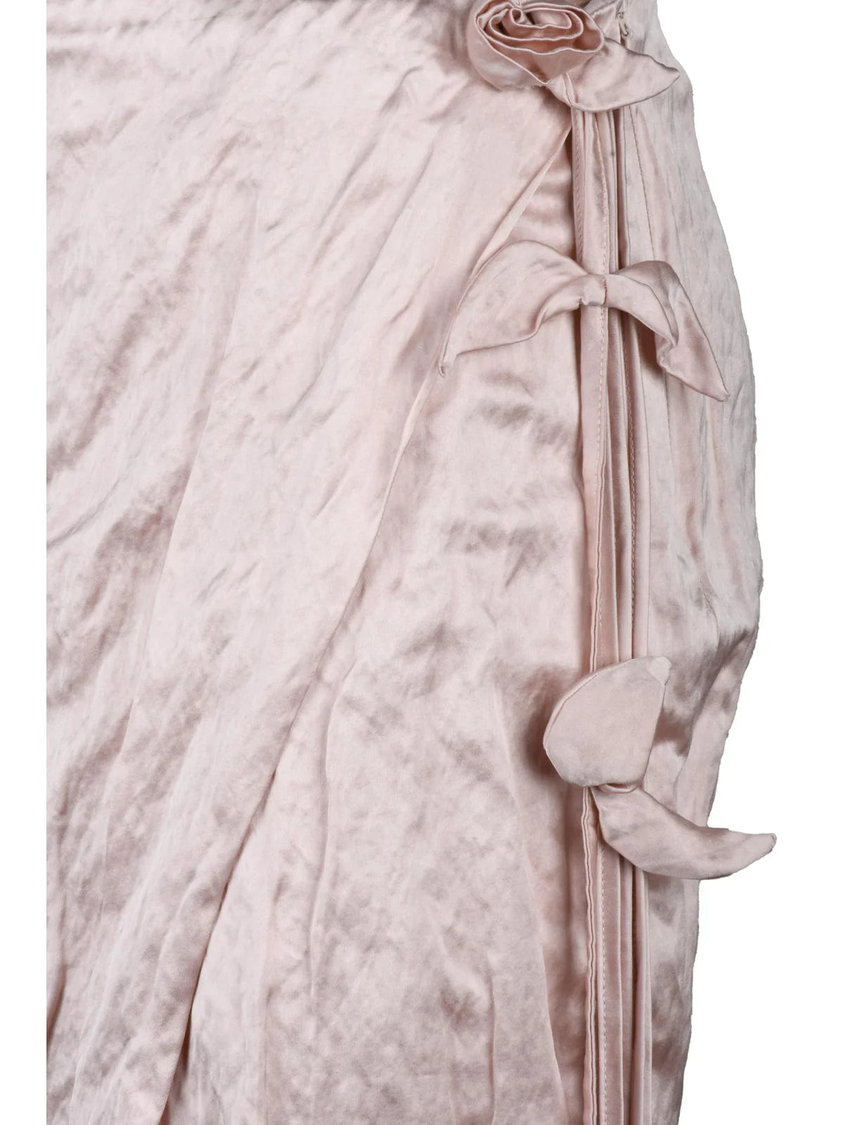 Satin Midi Skirt with Crinkled Texture
