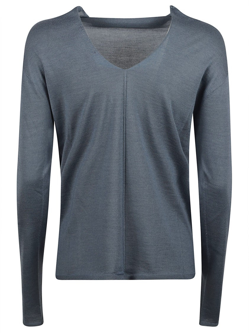 Relaxed Fit Grey V-Neck Sweater