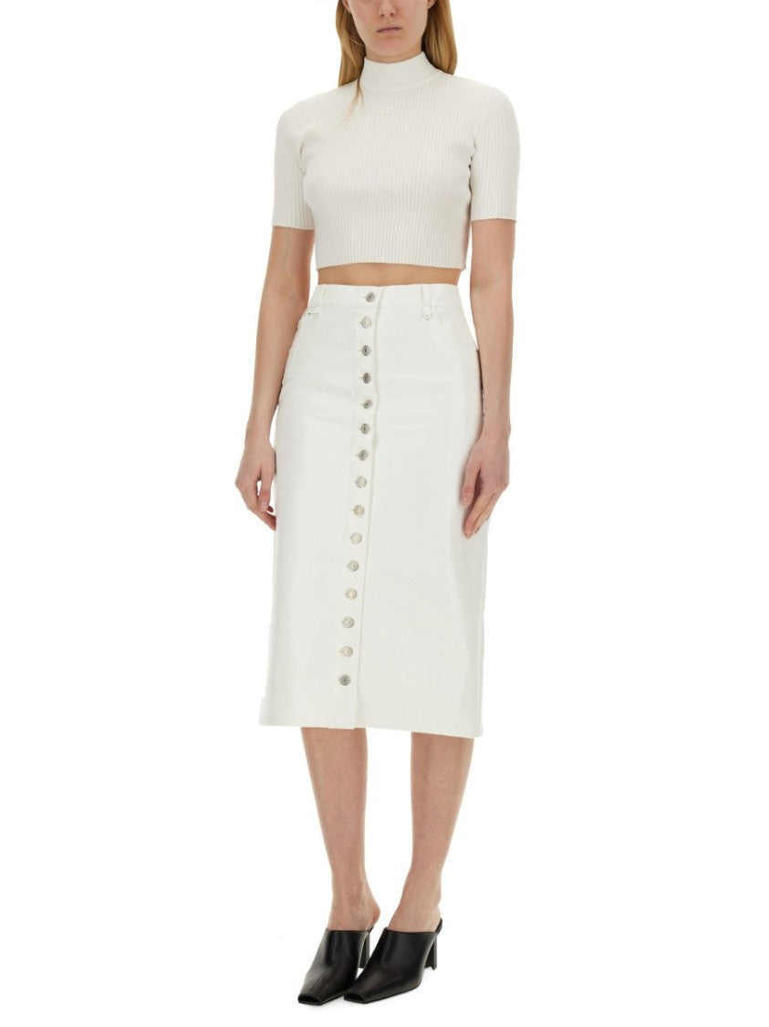 Ribbed Fitted White Crop Top