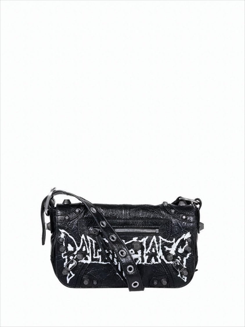 Textured Lambskin Crossbody Bag with Graffiti Logo