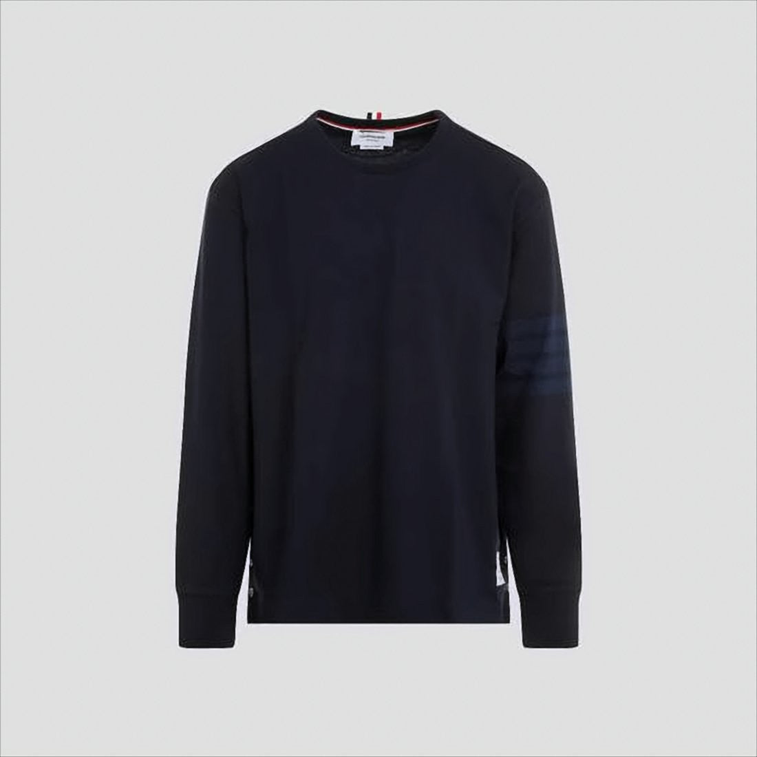 Black Long-Sleeve T-Shirt with Subtle Stripe Detail