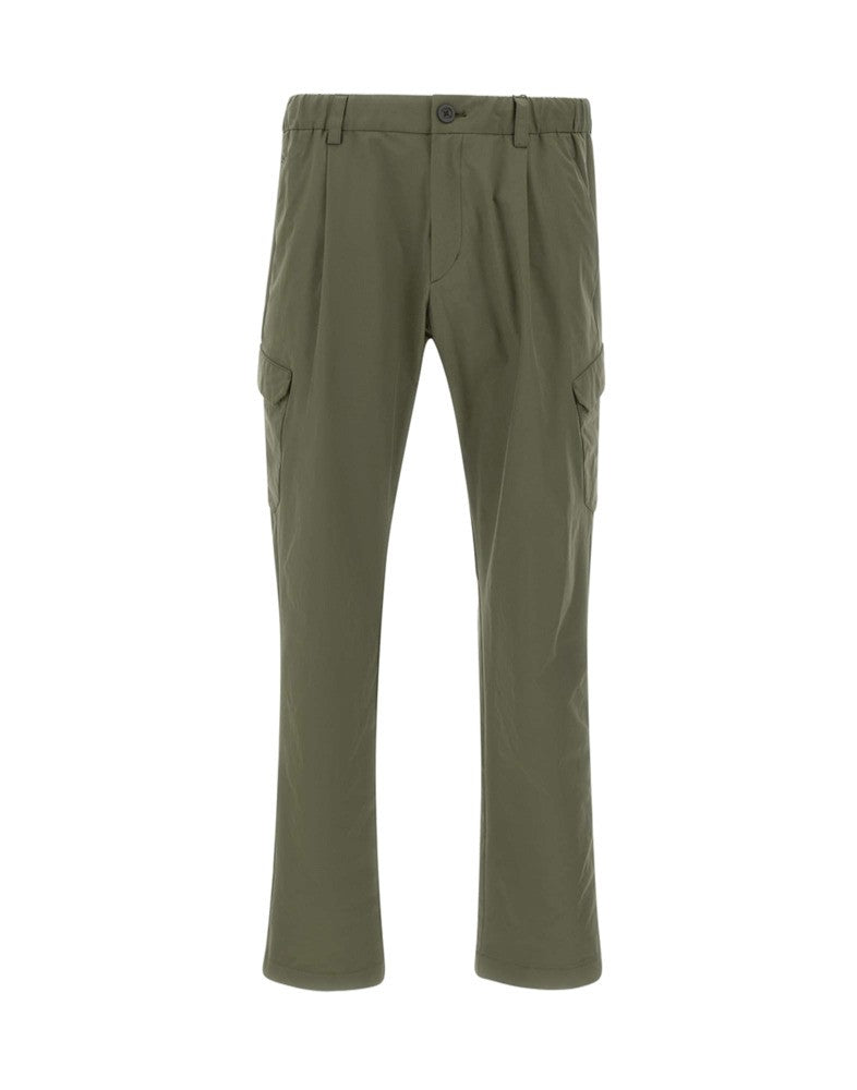 Green Cargo Trousers With Rear Elastic Waistband