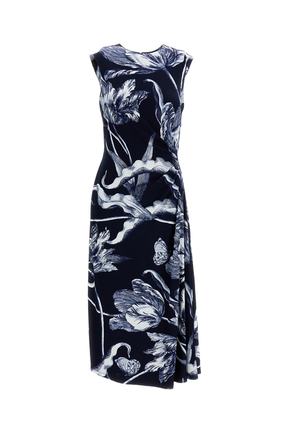 SLEEVELESS DRAPED MIDI DRESS