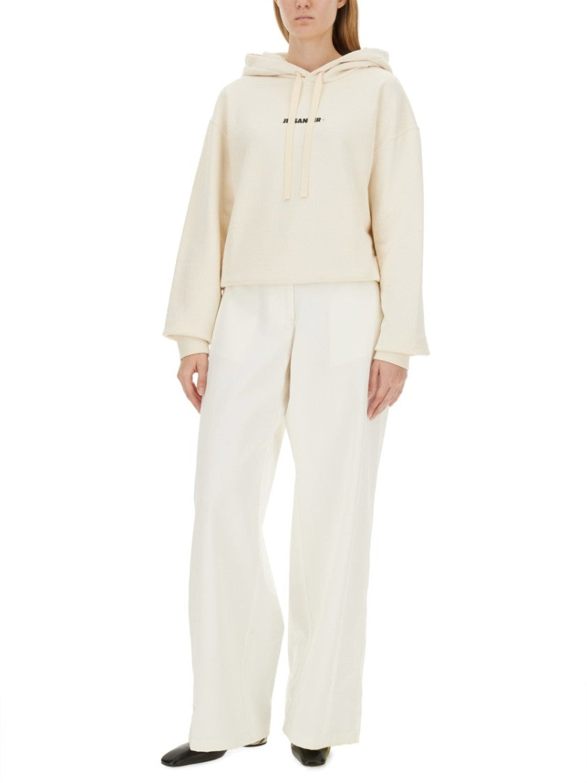 Cropped Relaxed-Fit Hoodie With Drawstring Hood
