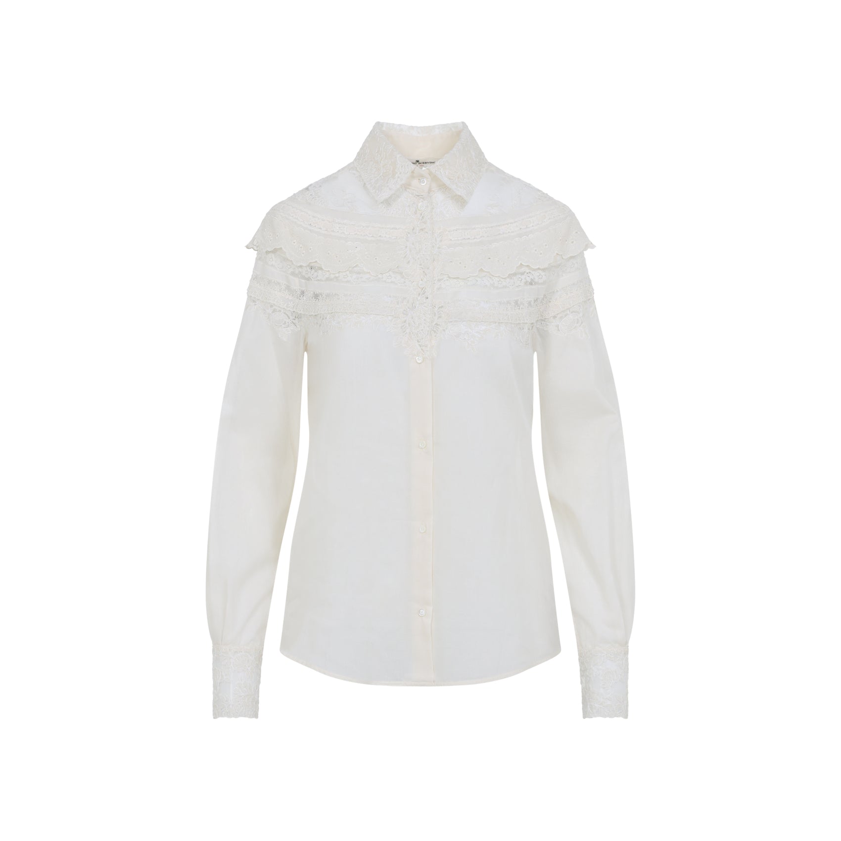 Classic White Cotton Shirt With Lace Detailing