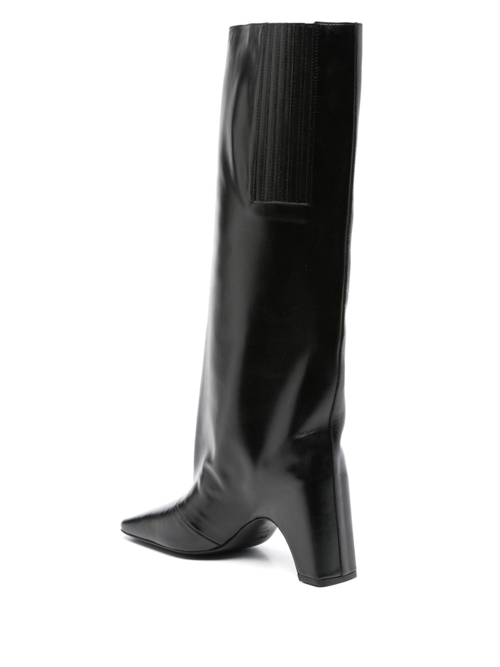 High-Shaft Black Leather Boots