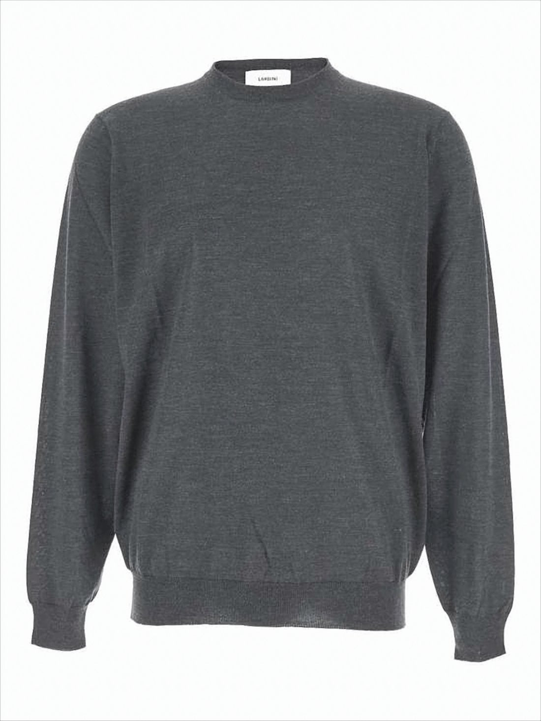 Classic Crew Neck Grey Wool Sweater