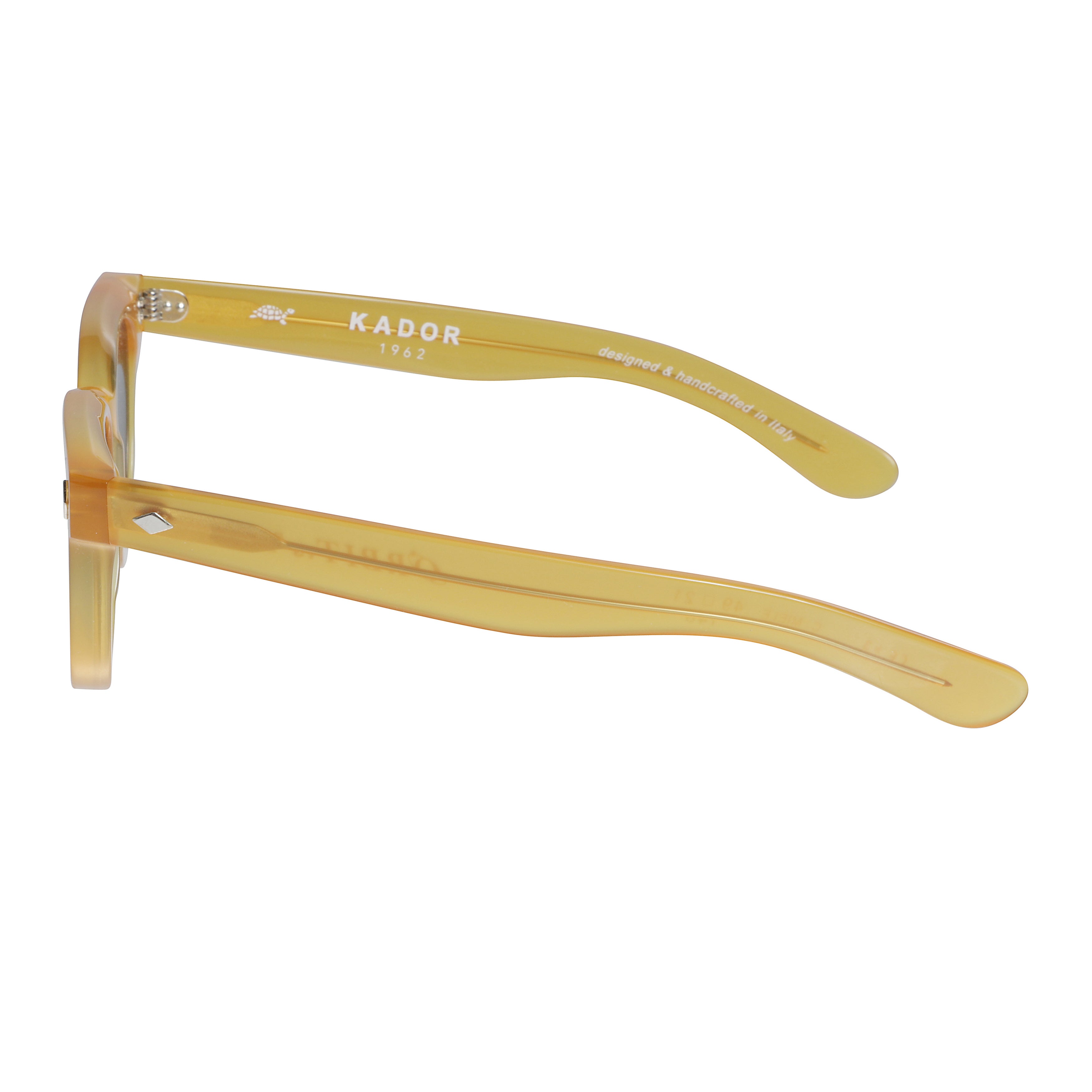 Orbit Translucent Amber-Yellow Square Frame Sunglasses with Metallic Accents