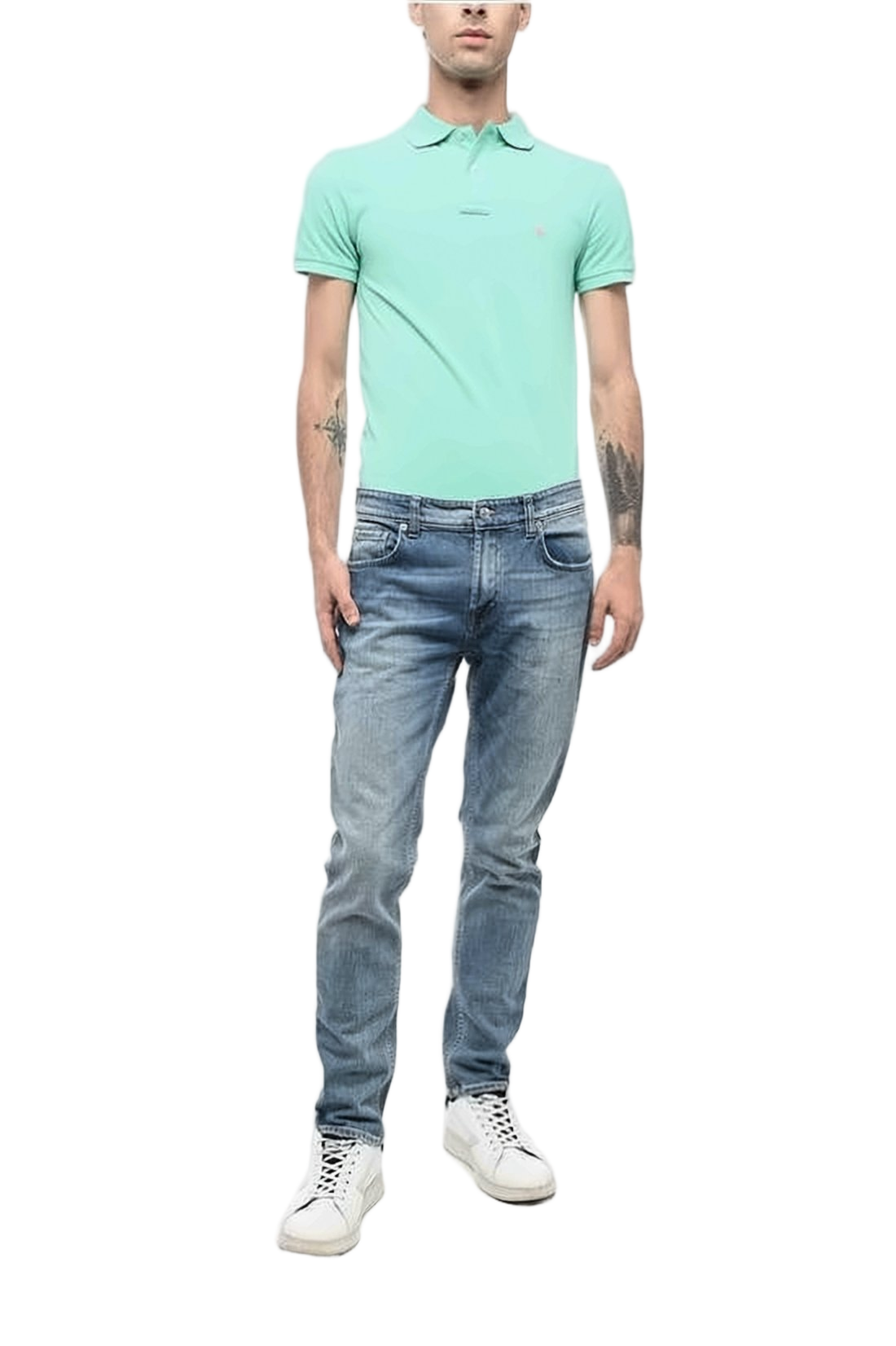 Five-Pocket Slim-Fit Denim Pants With Light Wash