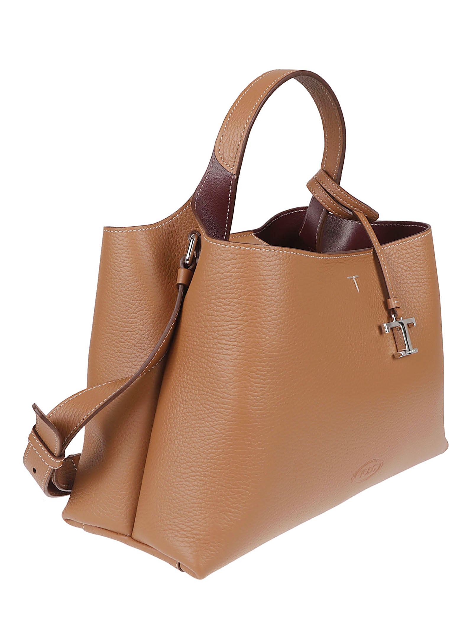 Structured Calfskin Bag With Embossed Logo