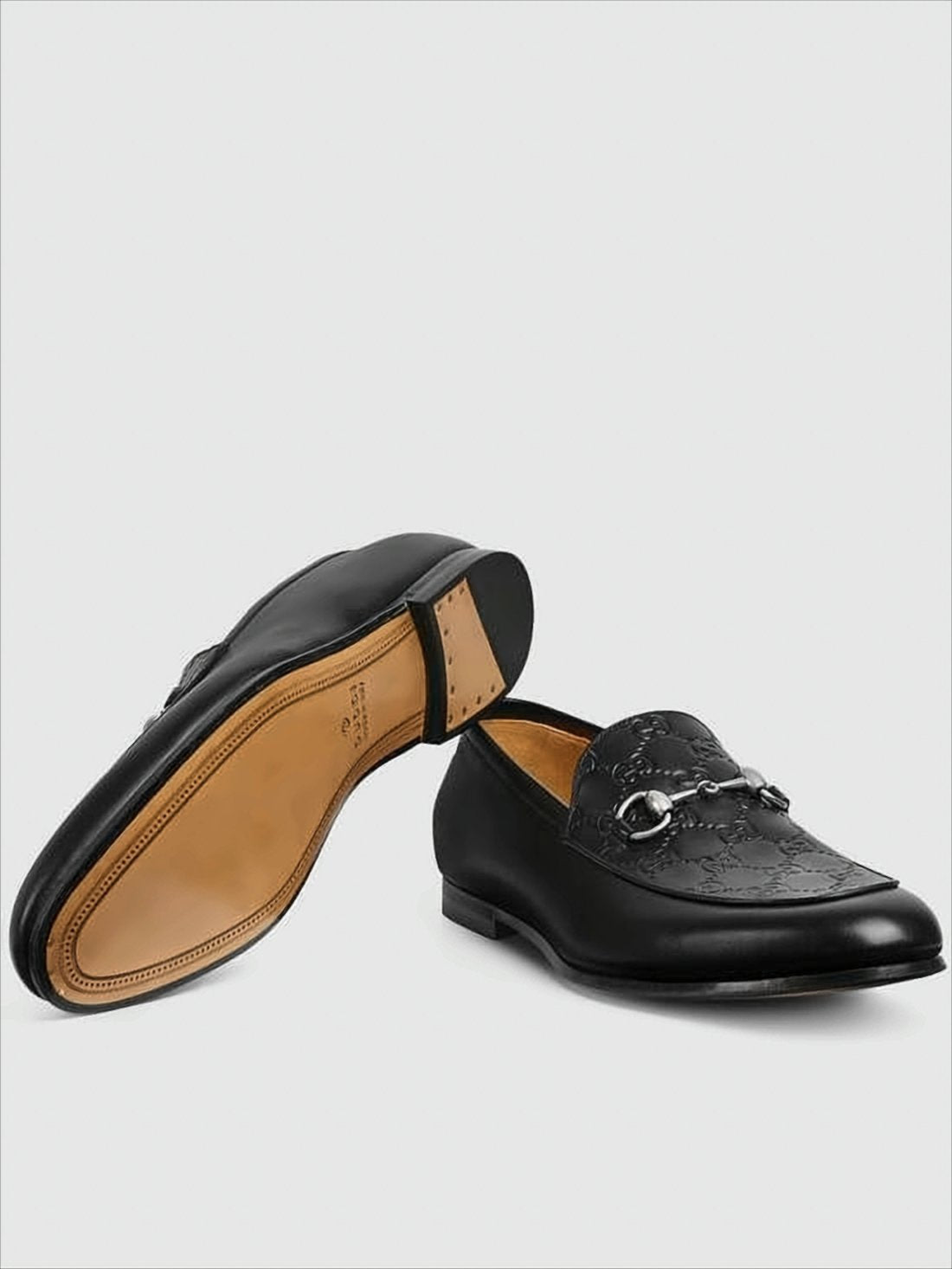 Black Leather Loafers with Horsebit Detail