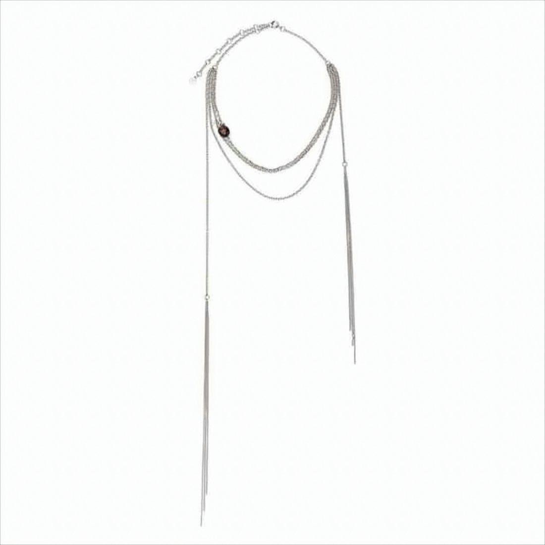 Multi-Layered Silver Chain Necklace with Elegant Tassels