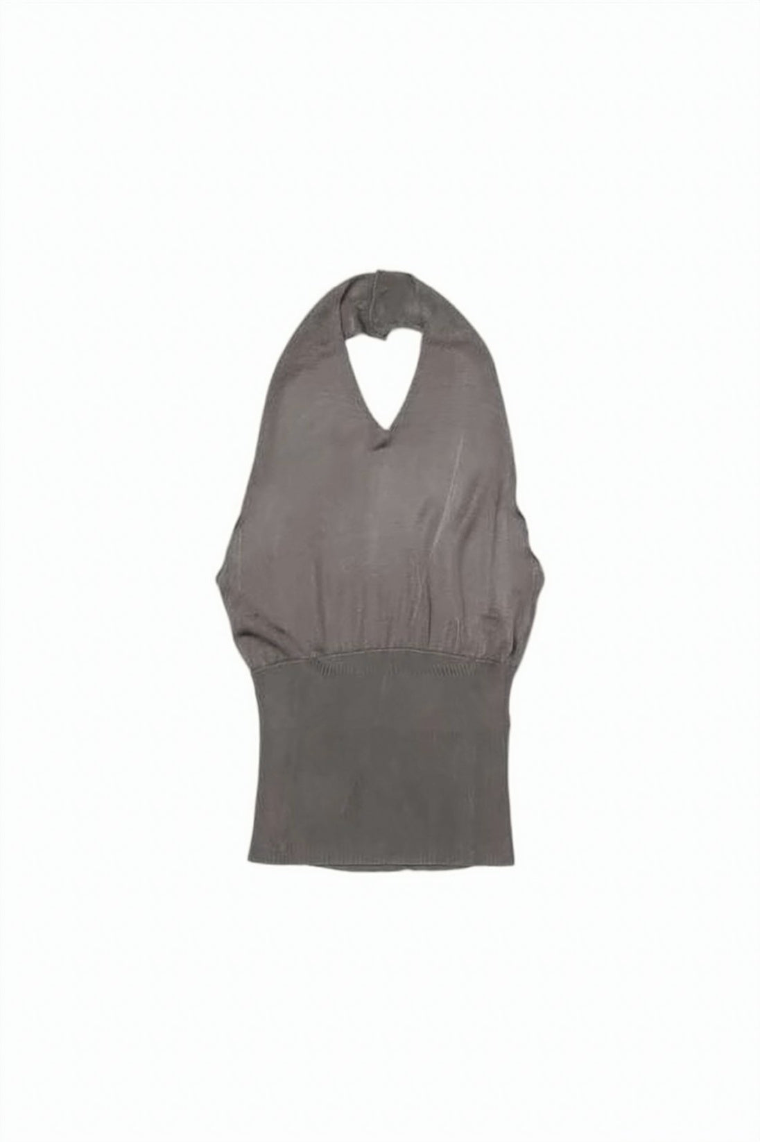 Fitted Sleeveless Top with Ribbed Waistband and Keyhole Cutout