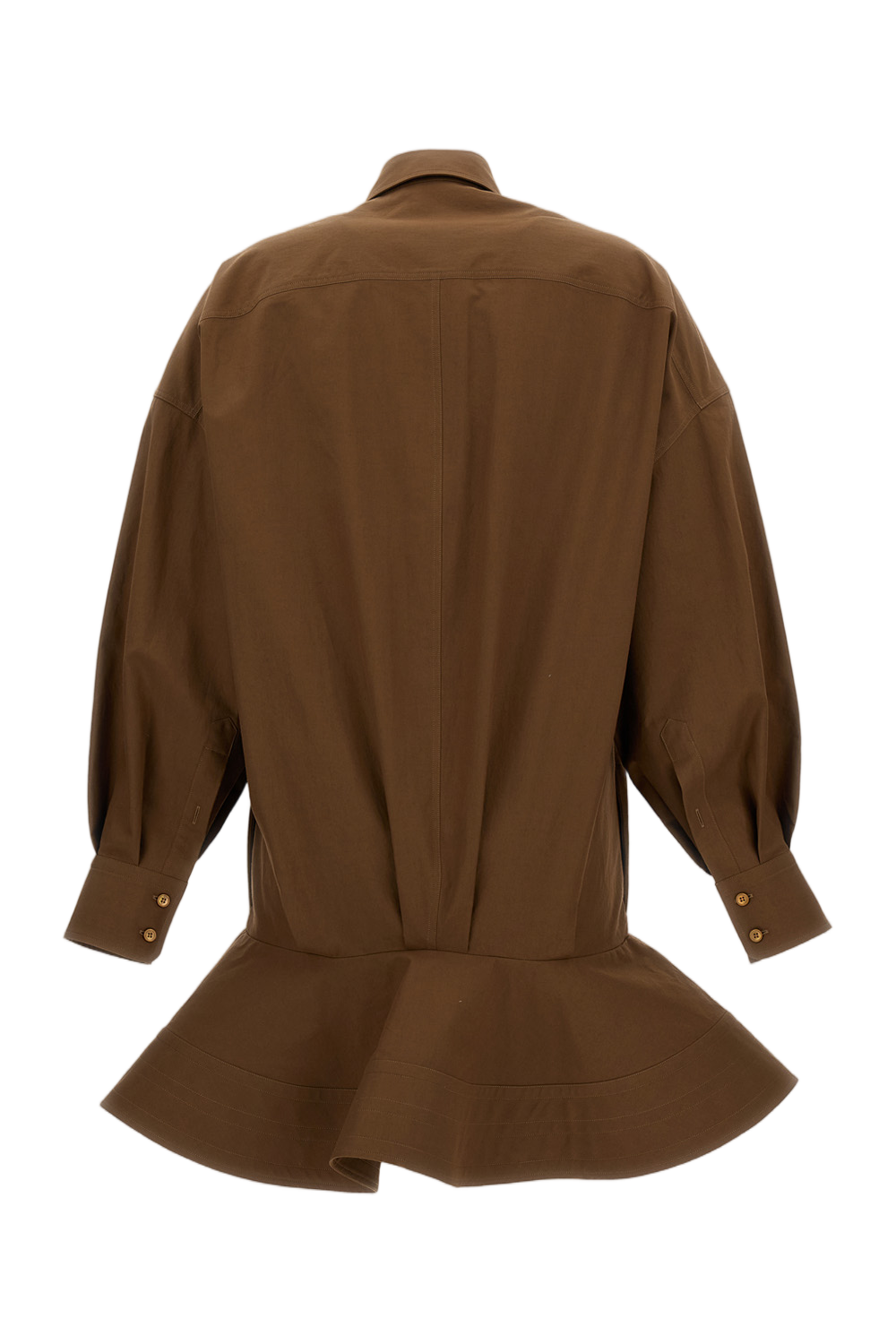 Structured Washed Cotton Peplum Shirt Dress
