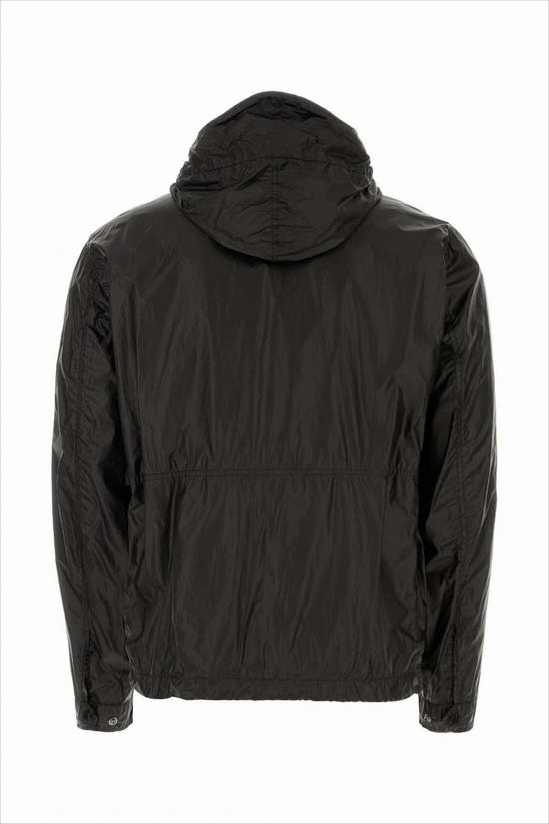 Lightweight Black Padded Jacket With Adjustable Hood And Logo Detail